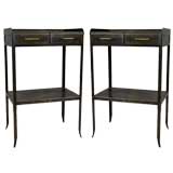 Vintage PAIR of Industrial French Steel Side Tables