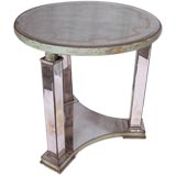 Mirrored French Deco Round SideTable