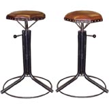 Mid-Century French Industrial Adjustible Height Stools Mid-Century French Industrial Adjustible Height Stools