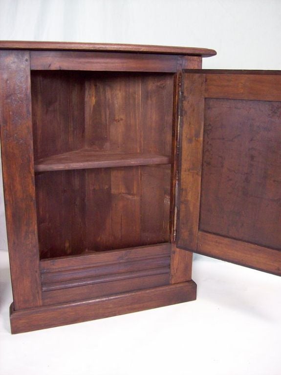 Chestnut Pair of French Antique Corner Cabinets