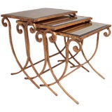 French Deco Nest of Mirrored Tables