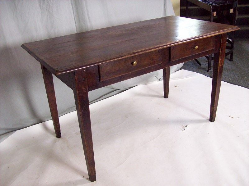 19th Century Antique French Walnut Two Drawer Desk