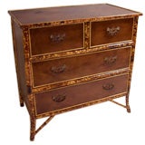 Antique Leather-Covered Bamboo Chest