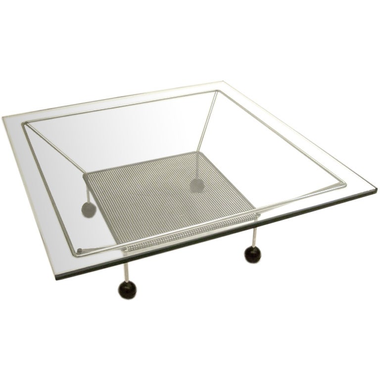 1960's Atomic Age Chrome Coffee Table