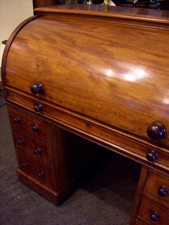19th Century Antique English MahoganyTwo Part Cylinder Desk