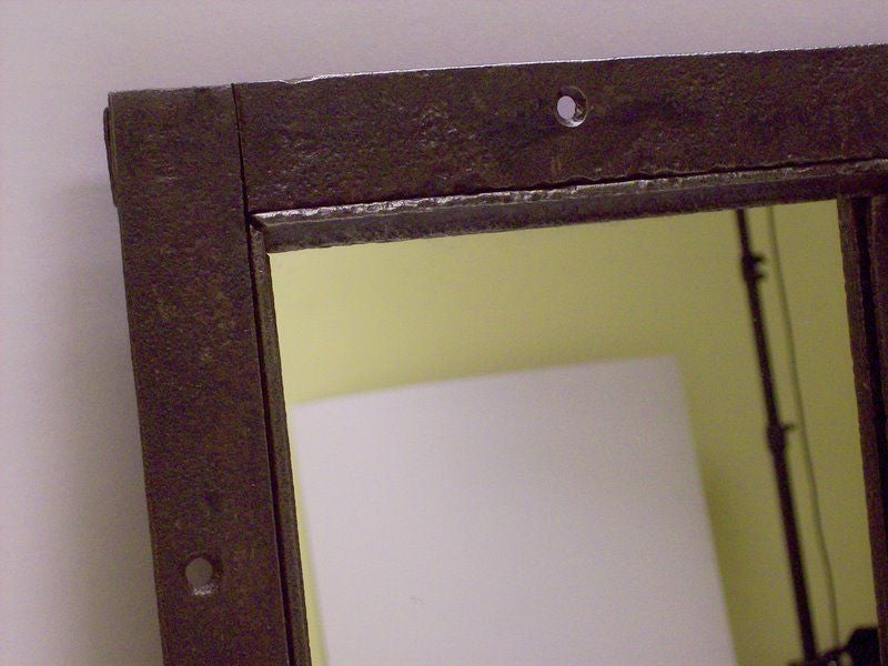 PAIR of Steel Large Riveted French Vintage Industrial Mirrors