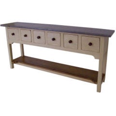 Long French-Zinc-Top White-Base Server