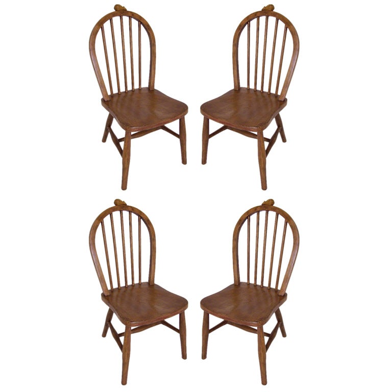FOUR Cutest  Antique Children's "Mouseman" Chairs