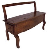 Antique French  Cherry Fireside Seat, Side Drawer