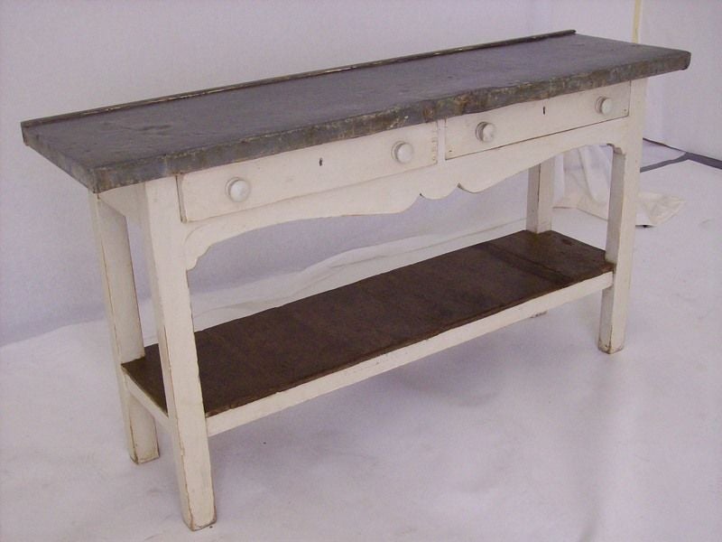 Two Drawer Vintage Zinc Top Server
