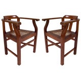 Pair of English Mid Century  Mahogany Arm Chairs