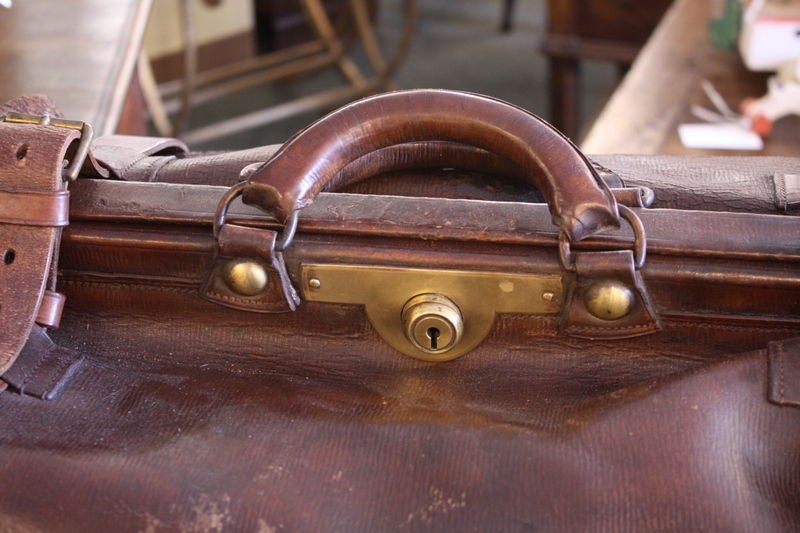 Upstaged Vintage on X: Vintage FRENCH Antique Leather Gladstone