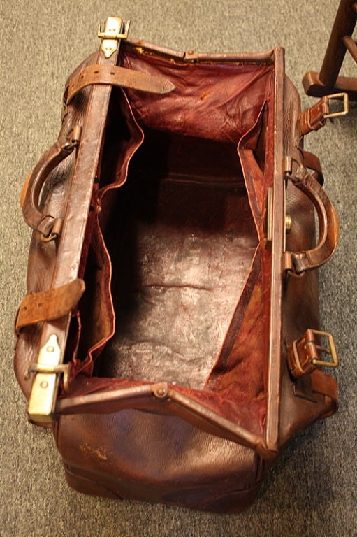 Antique English Leather Gladstone Bag