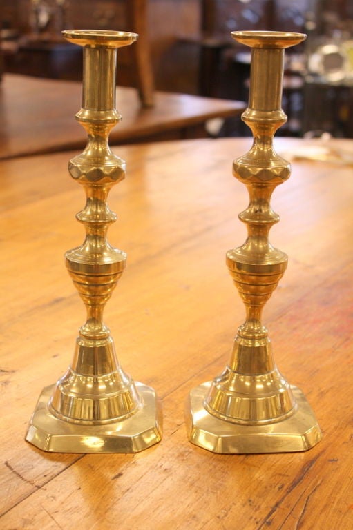 Selection of 18th-19th Century English Brass Candlesticks 1
