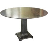 Round French Industrial Turn-of-Century Steel  DiningTable