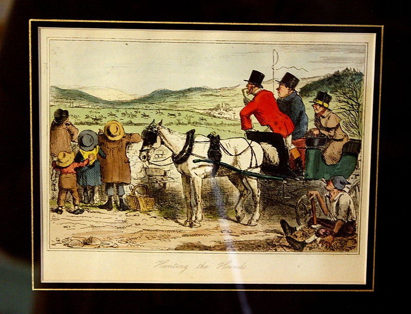 19th Century Amusing Antique English Hunting Cartoons, Framed