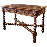Antique French Carved Oak Writing Table