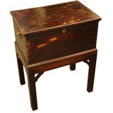 Antique Very Early English Elm Box on Stand