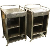 PAIR Vintage French Industrial Steel Cabinets with Open Shelves