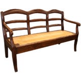 Exceptional Antique French Rush-Seat Bench
