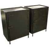 Used PAIR of  French Industrial Steel One Door Cabinets