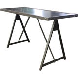 Mid Century French Industrial Steel Console/Desk