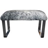 COWHIDE UPHOLSTERED CHROME BENCH