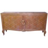 40's Deco Two-Door Cerused Limed Oak Sideboard with Fish Handles
