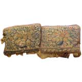 Pair of Green and Gold Aubusson-Style Pillows