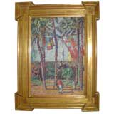 Gladys Logan Winner Painting with Palm Trees and Flags