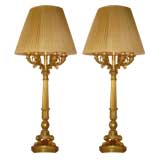 Pair of Charles X Style Ormolu Six-Light Candelabra Table Lamps