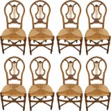 Set of (8) French Side Chairs with Rush Seats