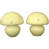 Pair of Murano Signed Mushroom Lamps