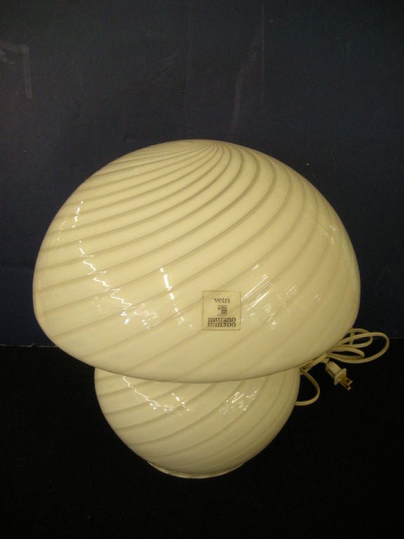 Blown Glass Pair of Murano Signed Mushroom Lamps