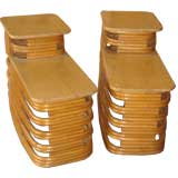 Pair of Bi-Level Rattan and Wooden Side Tables