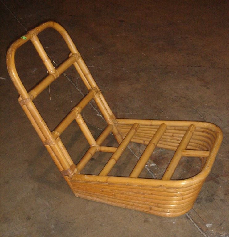 Vintage Six-Band Rattan Slipper Chair at 1stdibs