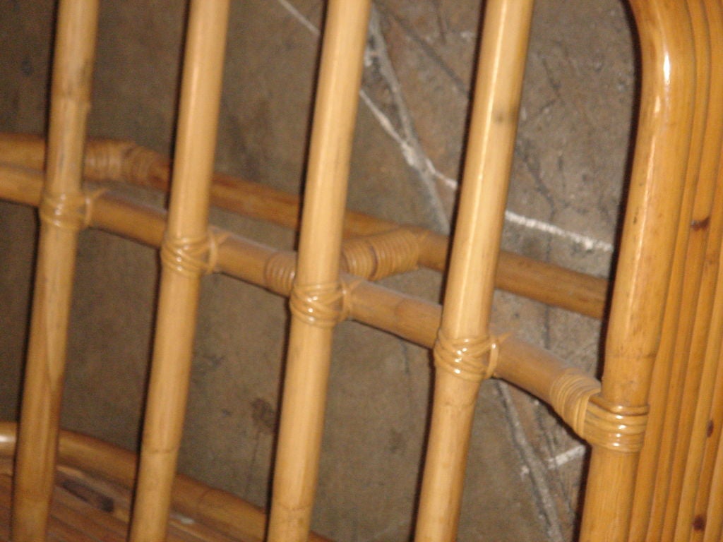 Japanese Vintage Six-Band Rattan Armchair with 10-Band Three-Sided Base