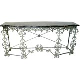 Wrought Iron Marble Top Console
