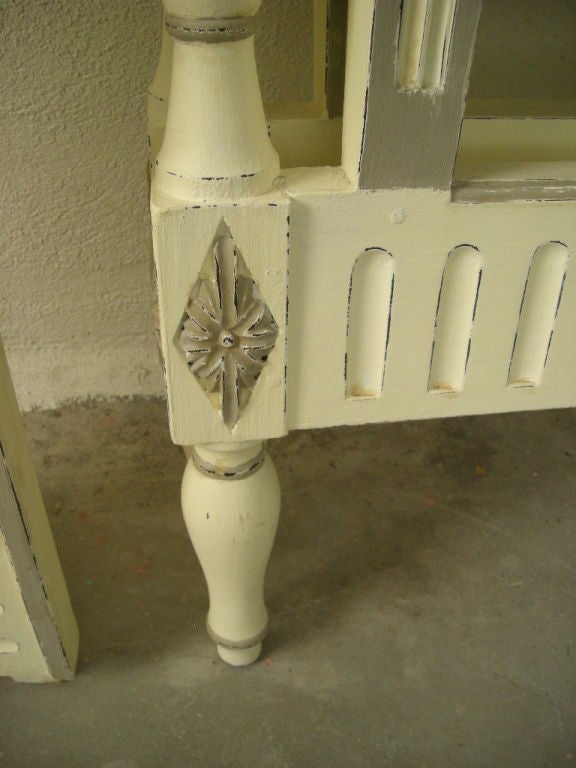 Contemporary French  Queen Size Hand Painted Caned Bed Frame