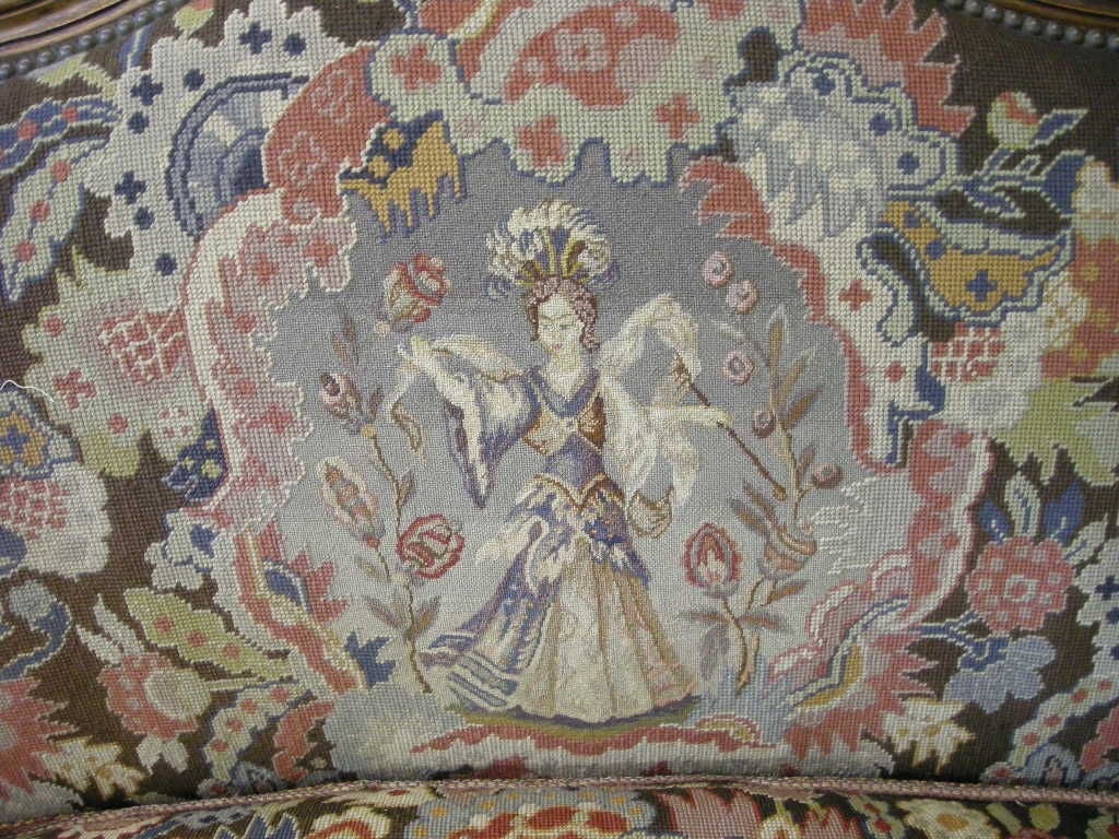Louis XV-Style Needlepoint Settee