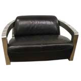 Used Leather & Chrome Love Seat