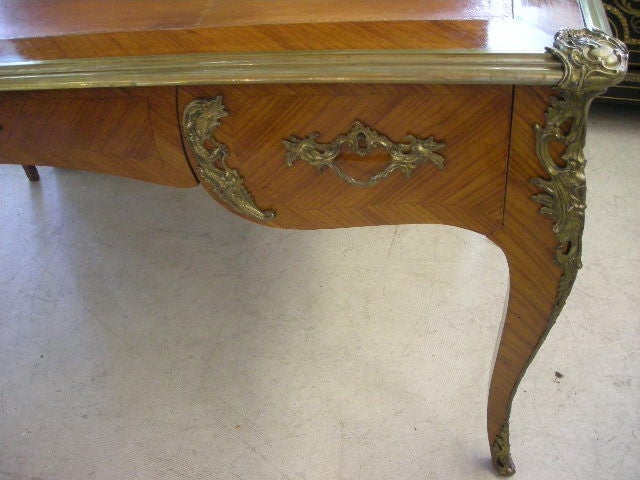Louis XV Style Leather Top Bureau Plat