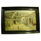 19th Century Oil-on-Canvas Painting of a French Country Scene