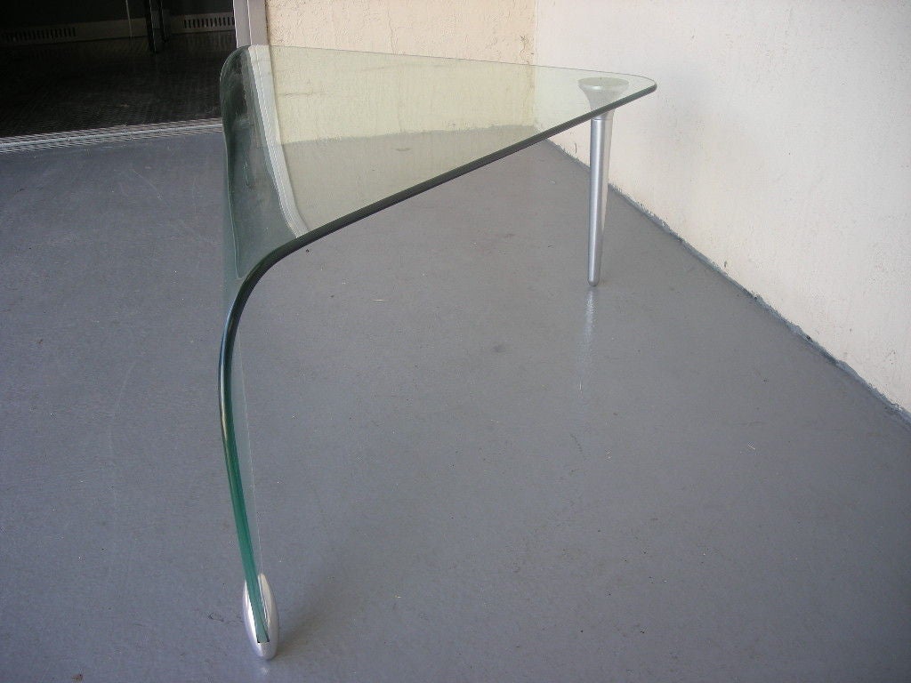 Italian Free Form Glass Coffee Table Signed 