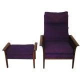 Matching Rosewood Upholstered Armchair & Foot Rest