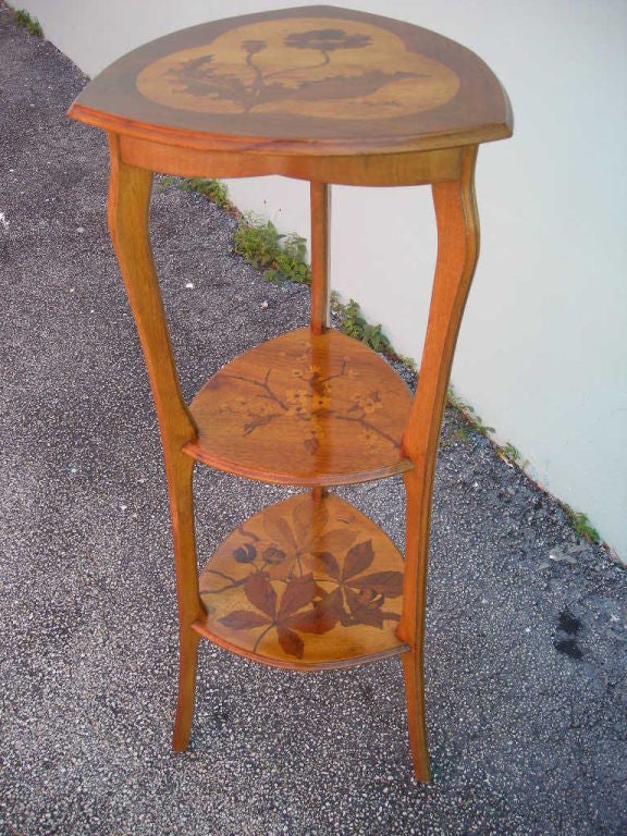 French Art Nouveau Inlaid Wood Pedestal Signed by Paul Guth 2