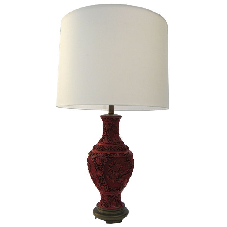 Cinnabar Chinese Lamp