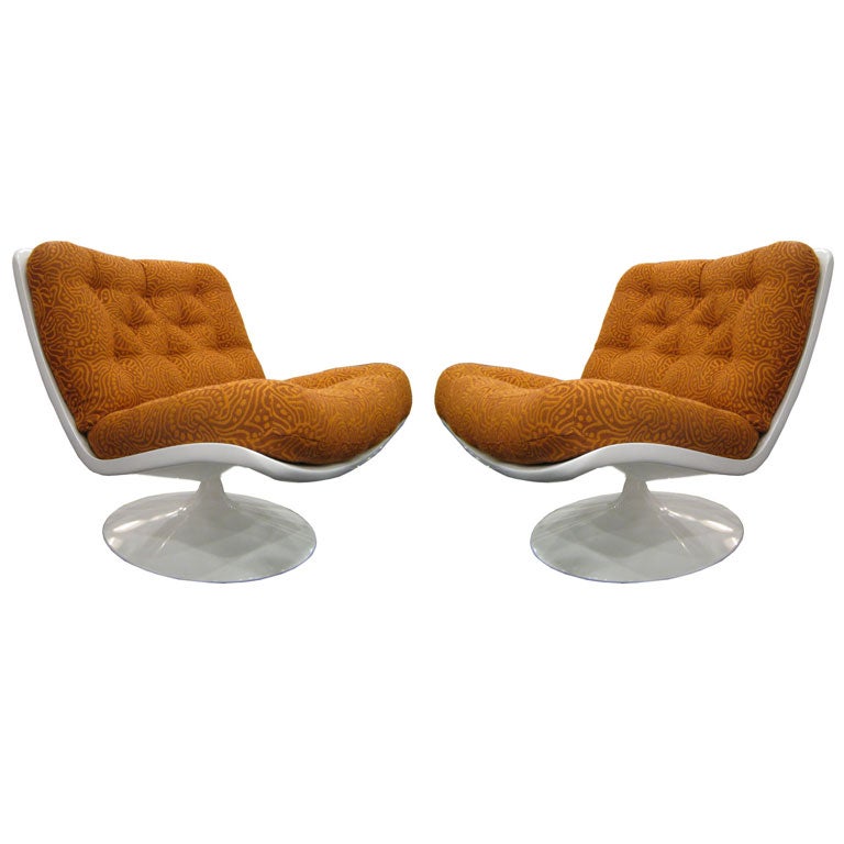 Pair of Geoffrey Harcourt Swivel Lounge Chairs for Artifort