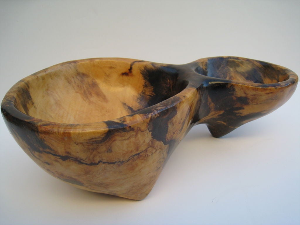Frank Treuting (1921-2003) Carved Wood Vessel. Treuting was known for his burl bowls from Local Woods near Seguoia National Park. He was a student of Carroll Barnes.  Signed