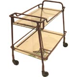 Jacques Adnet Stiched Saddle Leather Cart